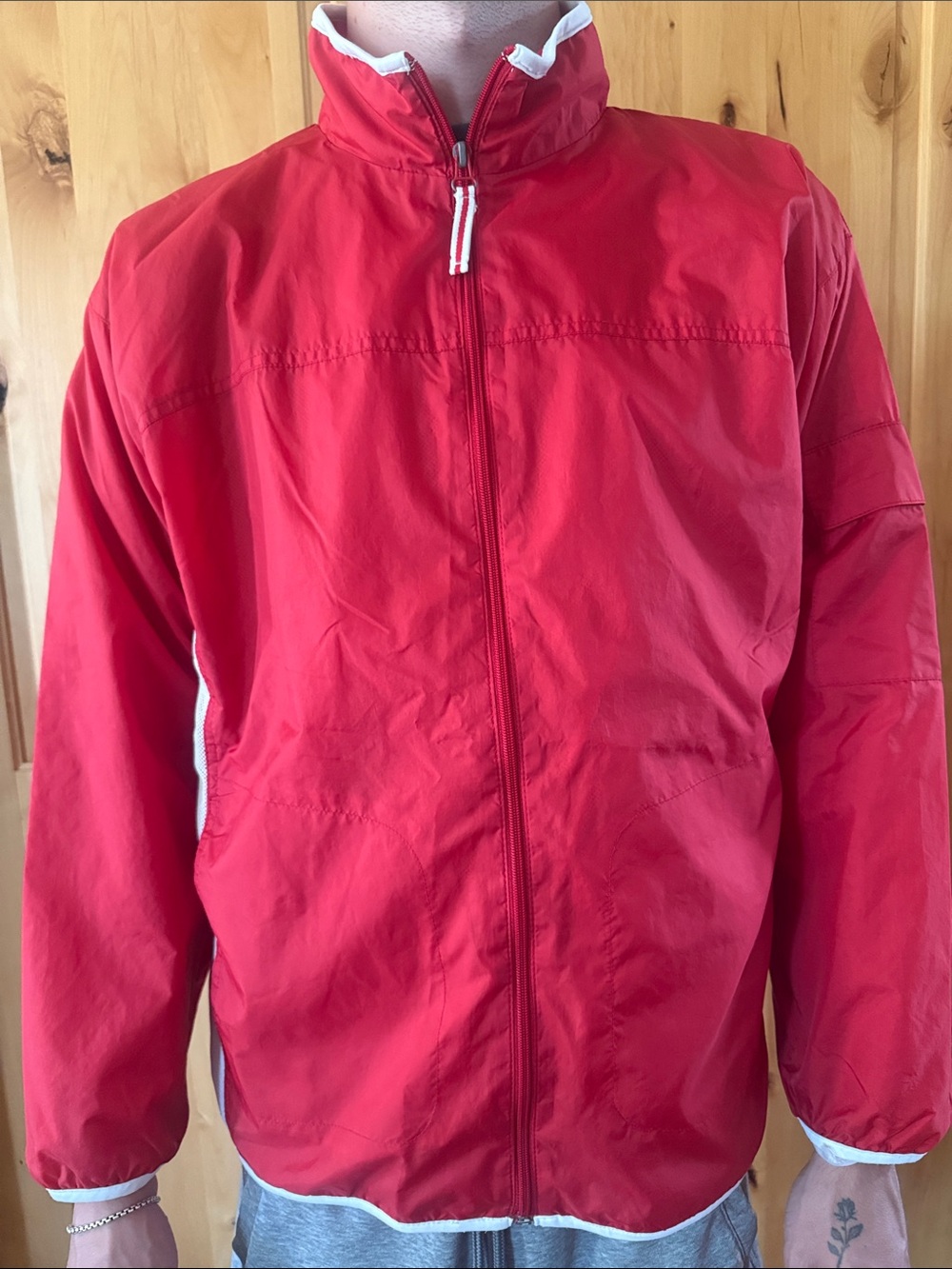 Wilson Vintage Red Men's Windbreaker Jacket with White Trim